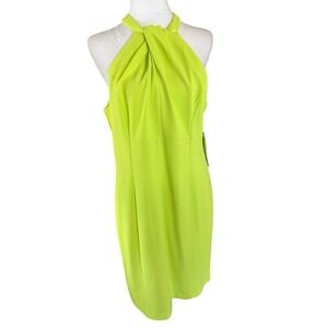 Julia Jordan NWT Neon Green Twist Halter Sheath Dress Sz 12